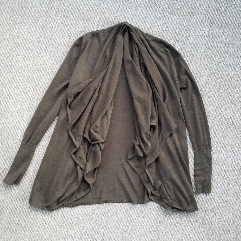 Cascade Cardigan Merino Wool Sweater Halogen Women's Small Olive Green